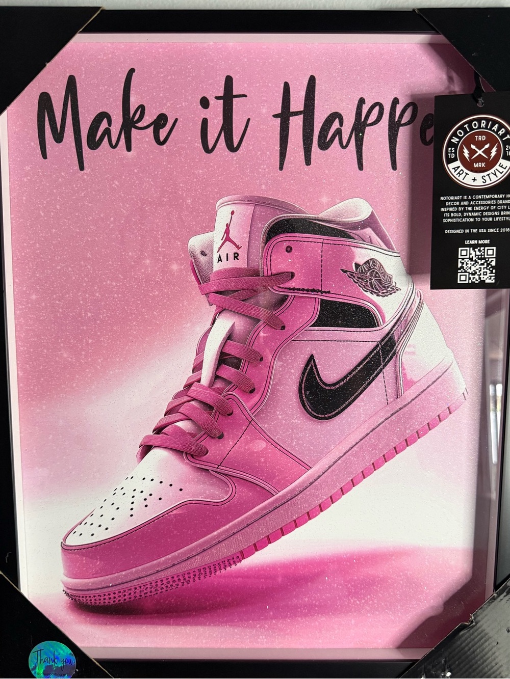 Pink Air Jordan Sneaker Wall Art 16x20 Make It Happen